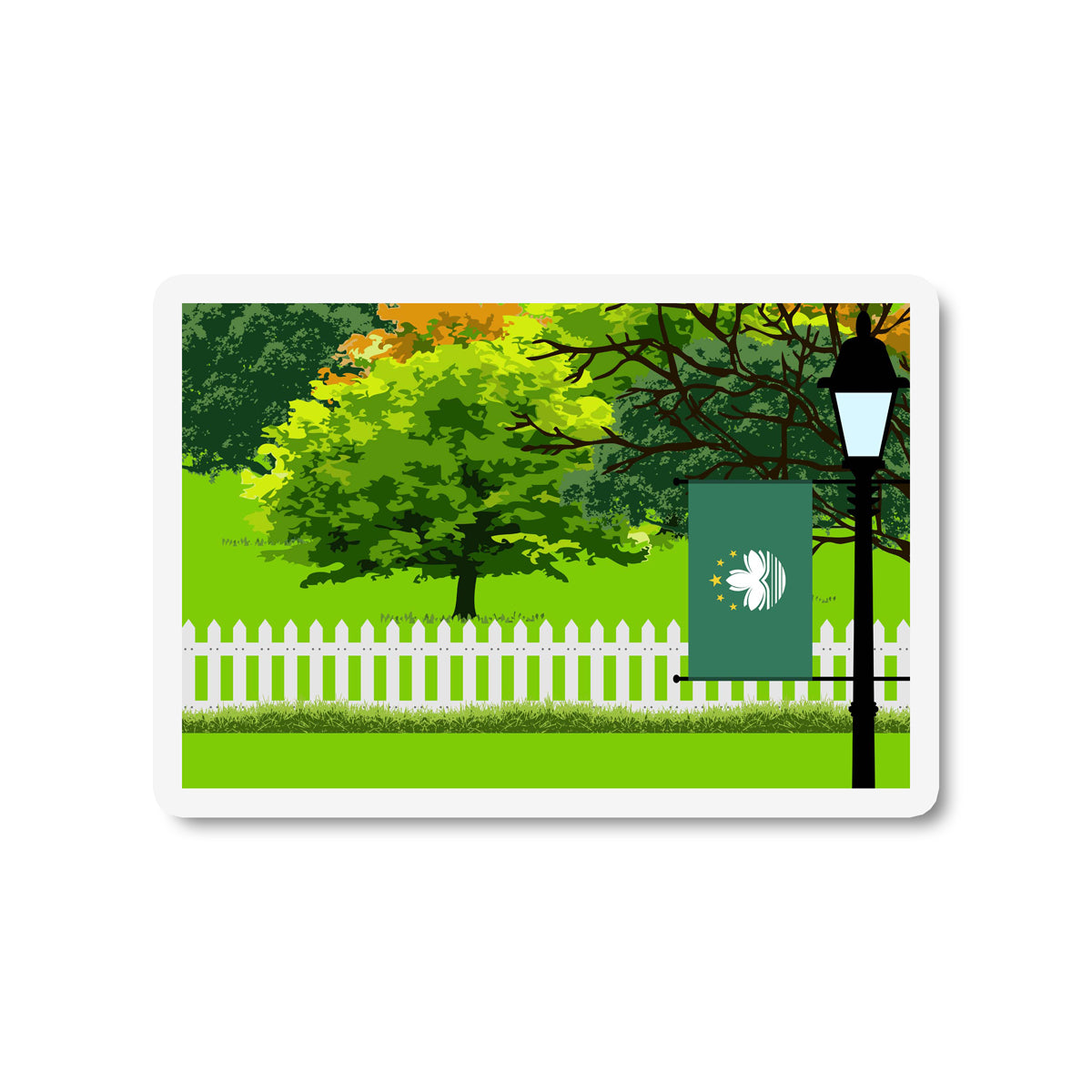 Macau Trees Street Lamp Fridge Magnet