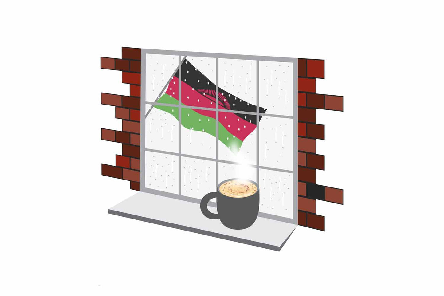 Malawi Coffee Rain Window Fridge Magnet