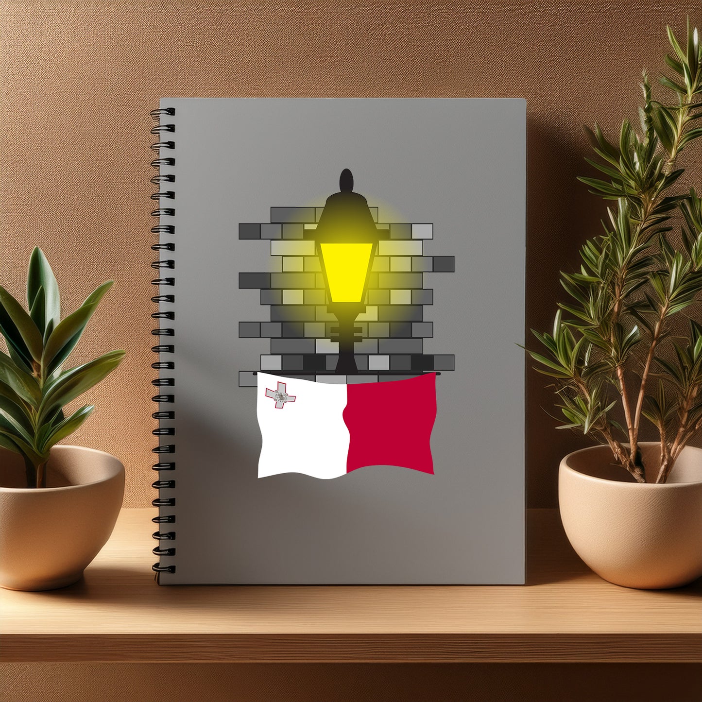 Malta Street Lamp Bricks Notebook