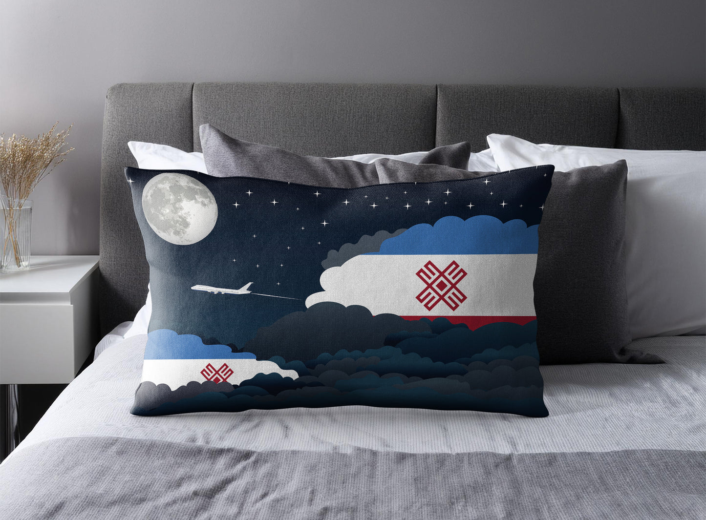 Mari El World Airplane Night Clouds Square & Rectangle Pillow Cases | Aviation Night Sky Pillow Covers