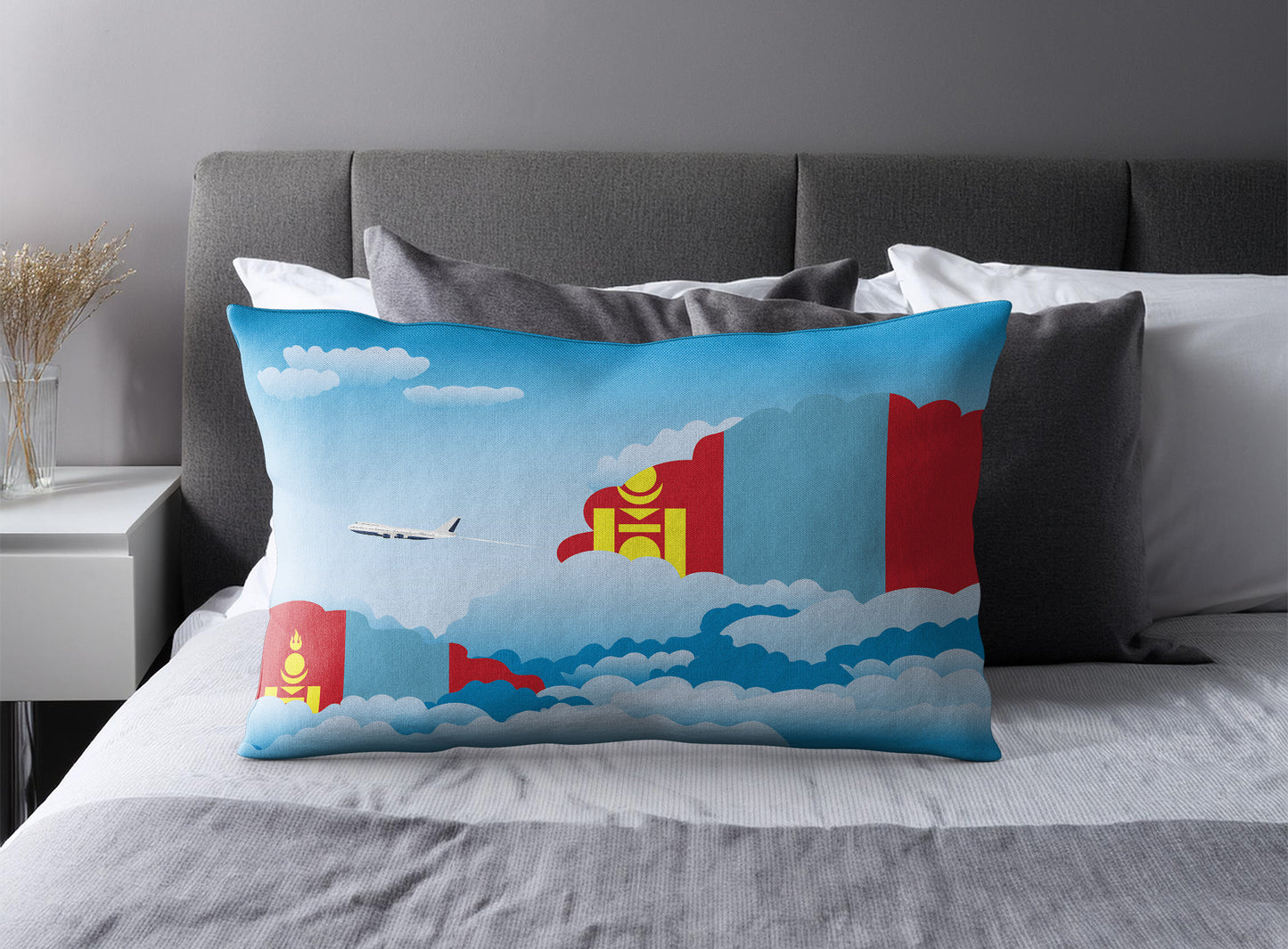 Mongolia World Airplane Day Clouds Square & Rectangle Pillow Cases | Aviation Decorative Pillow Covers