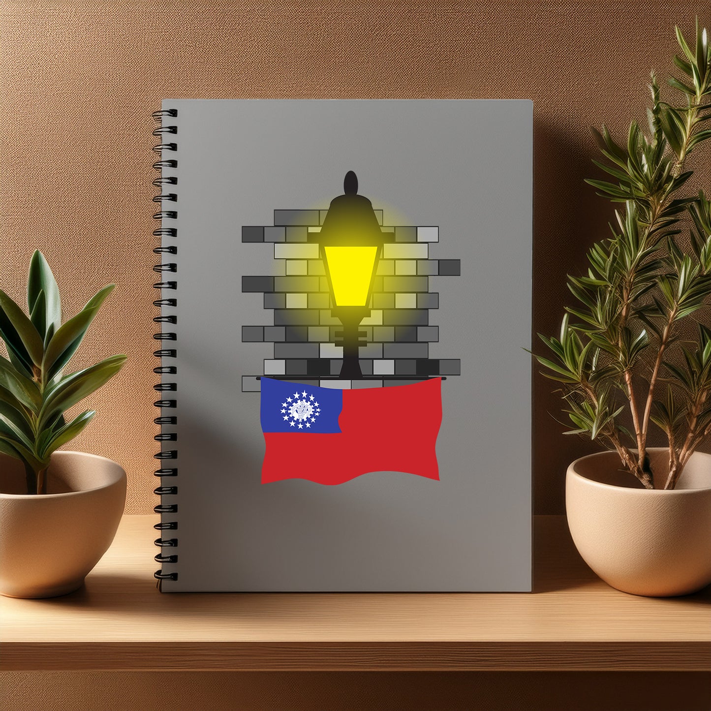 Myanmar Burma Street Lamp Bricks Notebook