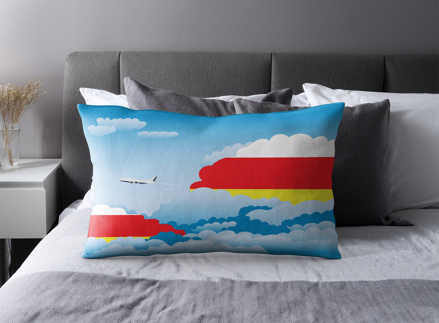 North Ossetia World Airplane Day Clouds Square & Rectangle Pillow Cases | Aviation Decorative Pillow Covers