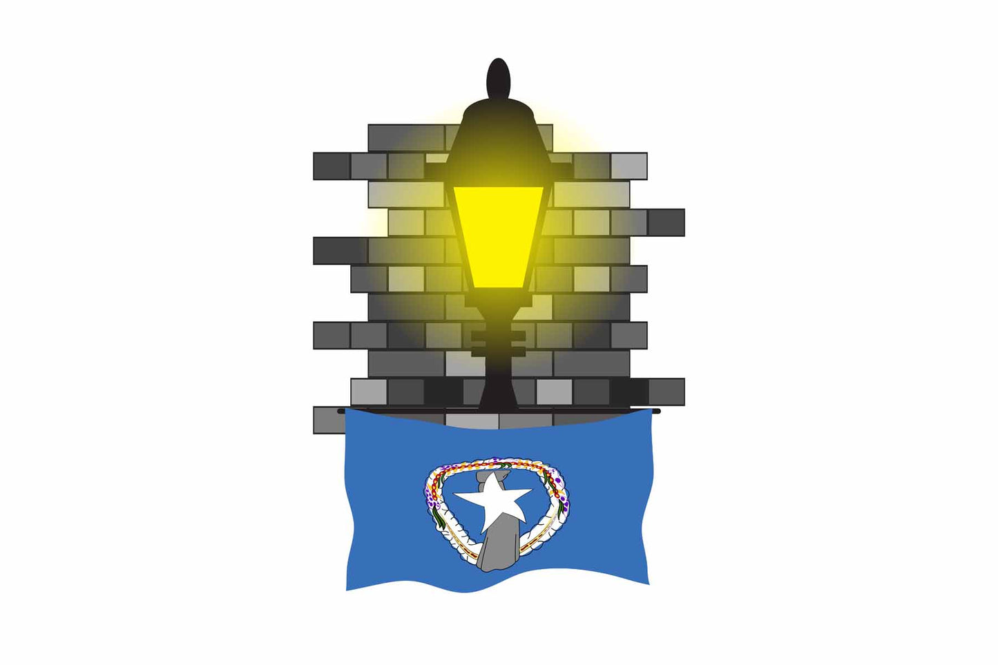 Northern Mariana Islands Street Lamp Bricks Fridge Magnet