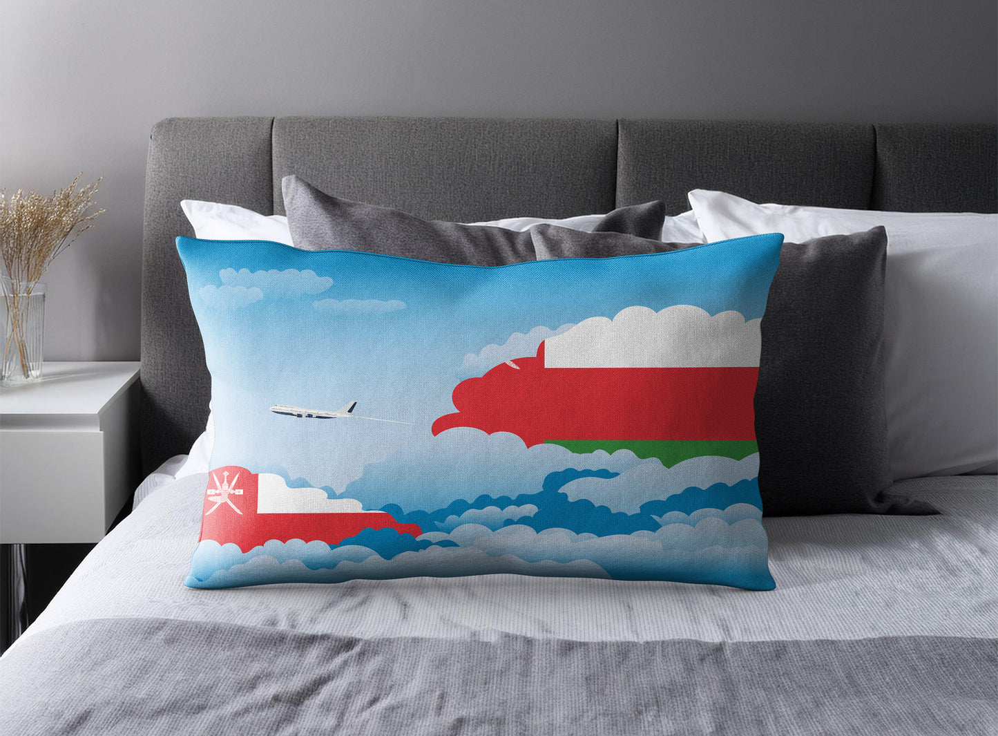 Oman World Airplane Day Clouds Square & Rectangle Pillow Cases | Aviation Decorative Pillow Covers