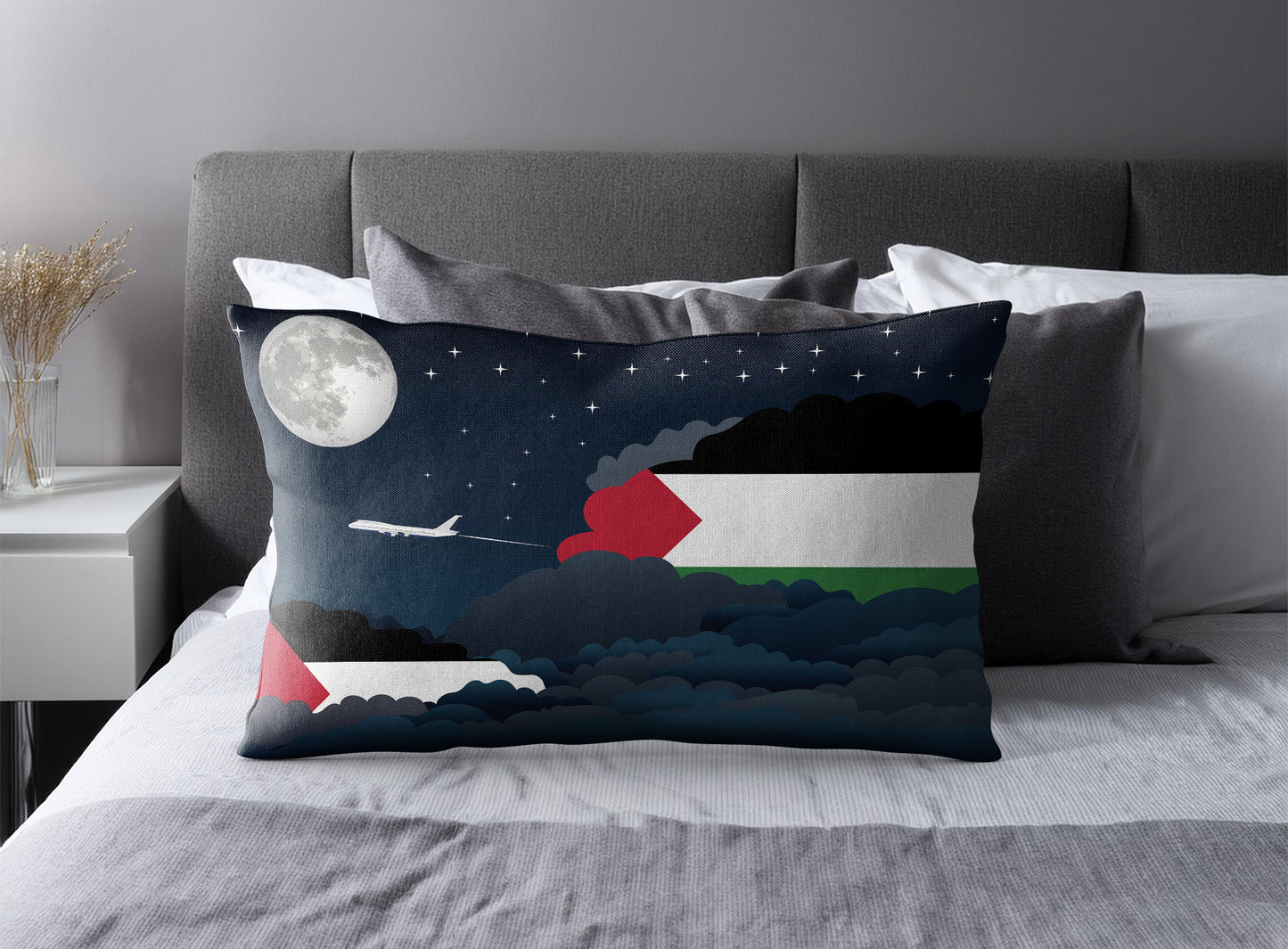 Palestine Night Clouds Pillow Case and Pillow Throw