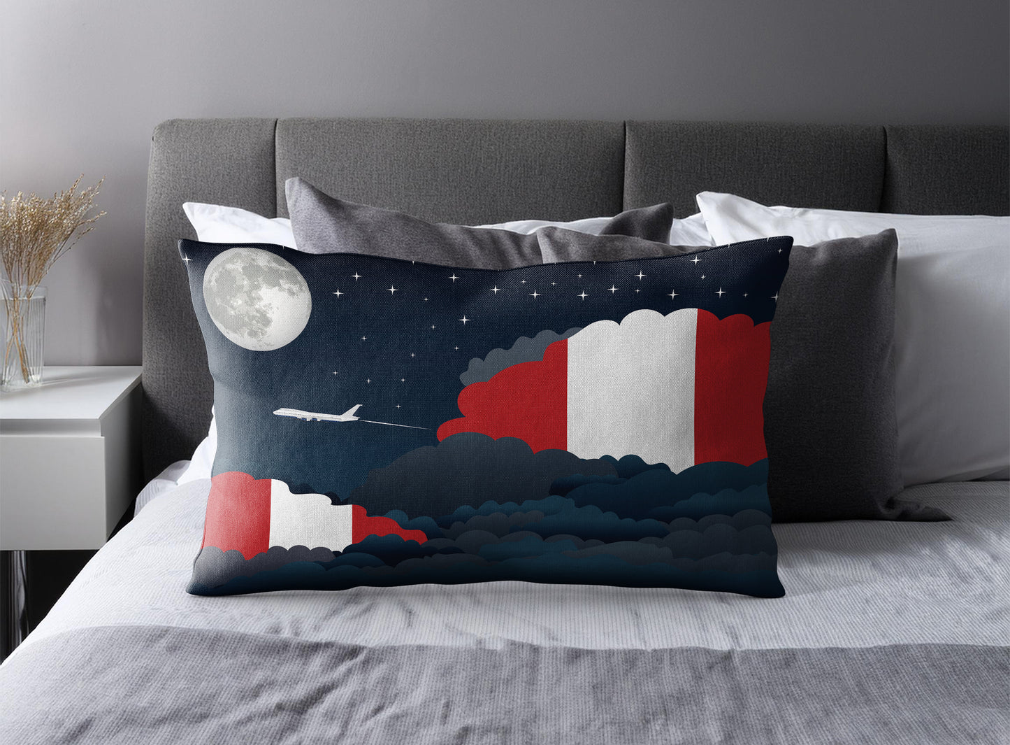 Peru World Airplane Night Clouds Square & Rectangle Pillow Cases | Aviation Night Sky Pillow Covers
