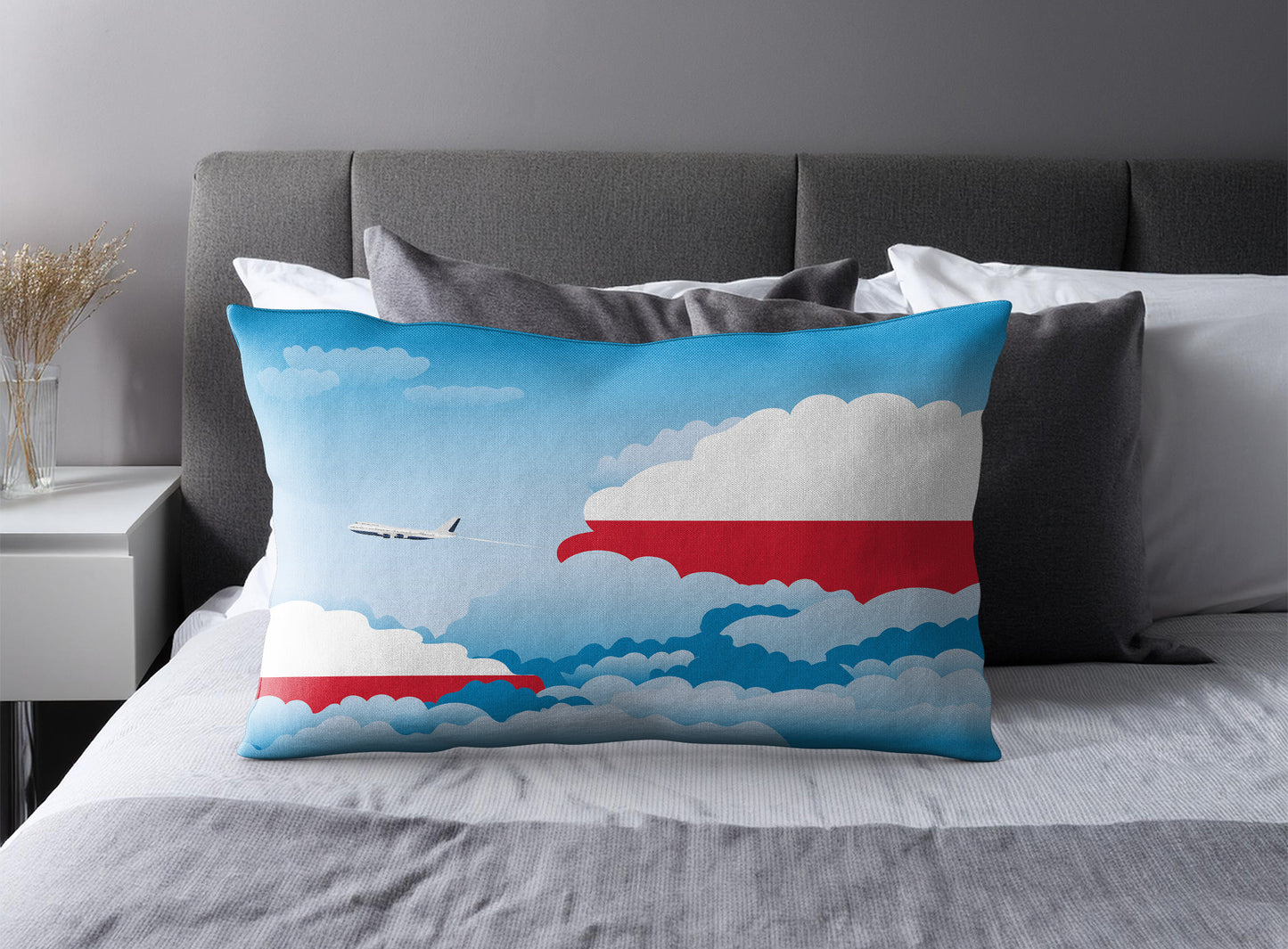 Poland World Airplane Day Clouds Square & Rectangle Pillow Cases | Aviation Decorative Pillow Covers