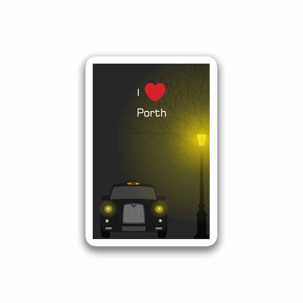 Porth Love Taxi Black Sticker