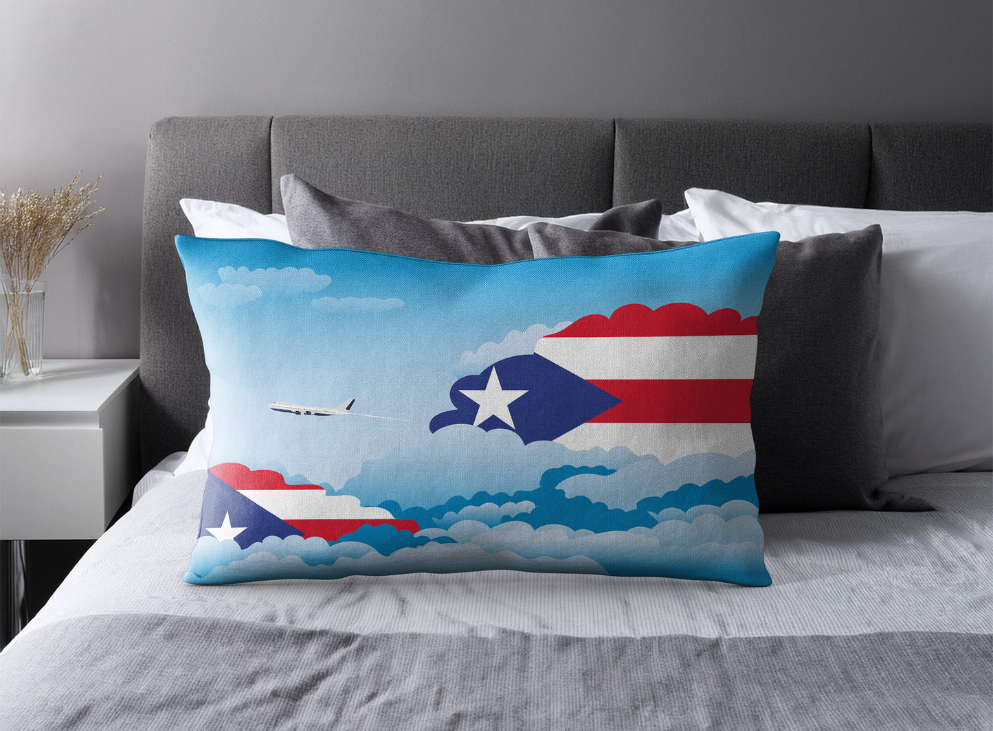 Puerto Rico World Airplane Day Clouds Square & Rectangle Pillow Cases | Aviation Decorative Pillow Covers