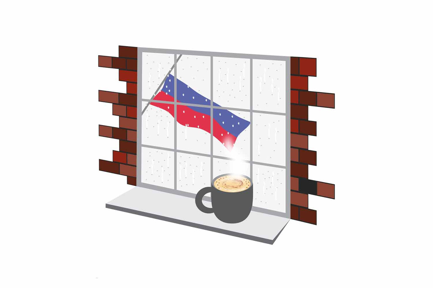 Russia Coffee Rain Window Sticker