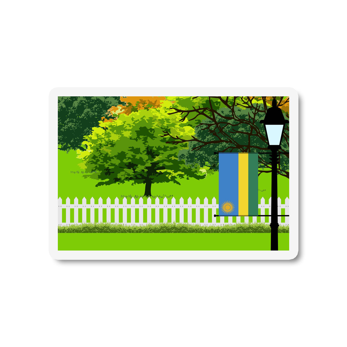 Rwanda Trees Street Lamp Fridge Magnet