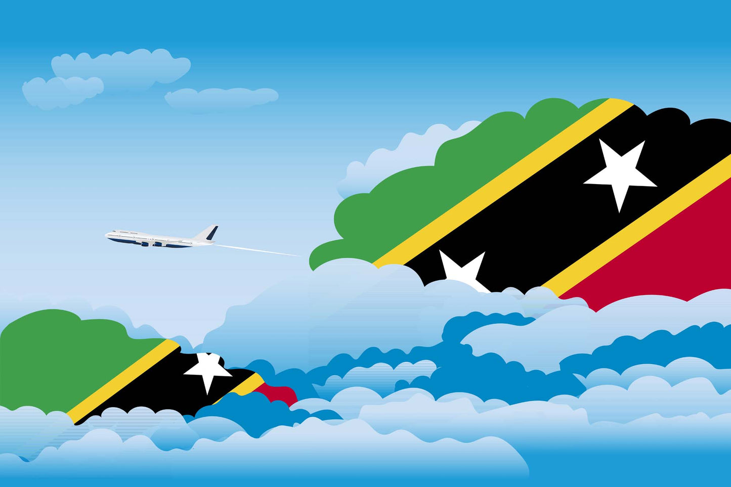 Saint Kitts Case and Nevis Day Clouds Blankets & Throws | Soft Premium Blankets | City Posters Plus