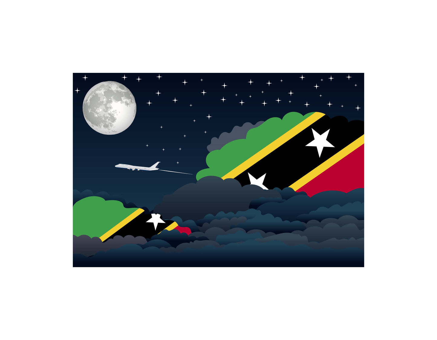 Saint Kitts Case and Nevis Night Clouds Blankets & Throws | Premium Soft Blankets | City Posters Plus