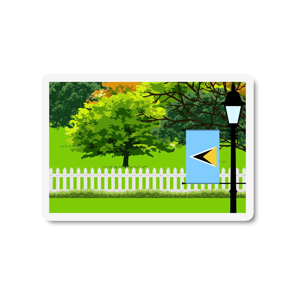 Saint Lucia Trees Street Lamp Fridge Magnet