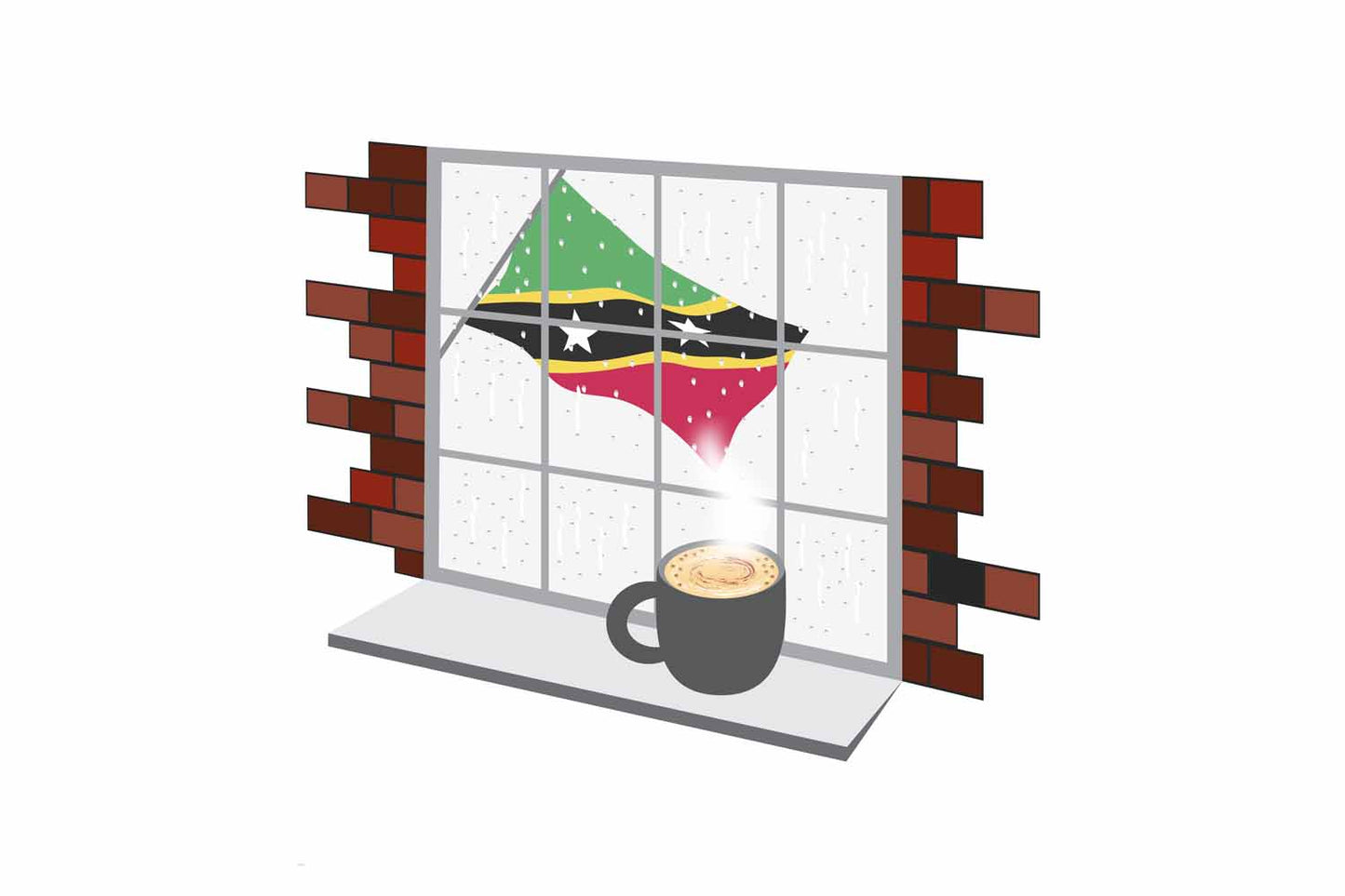 Saint Kitts and Nevis Coffee Rain Window Sticker