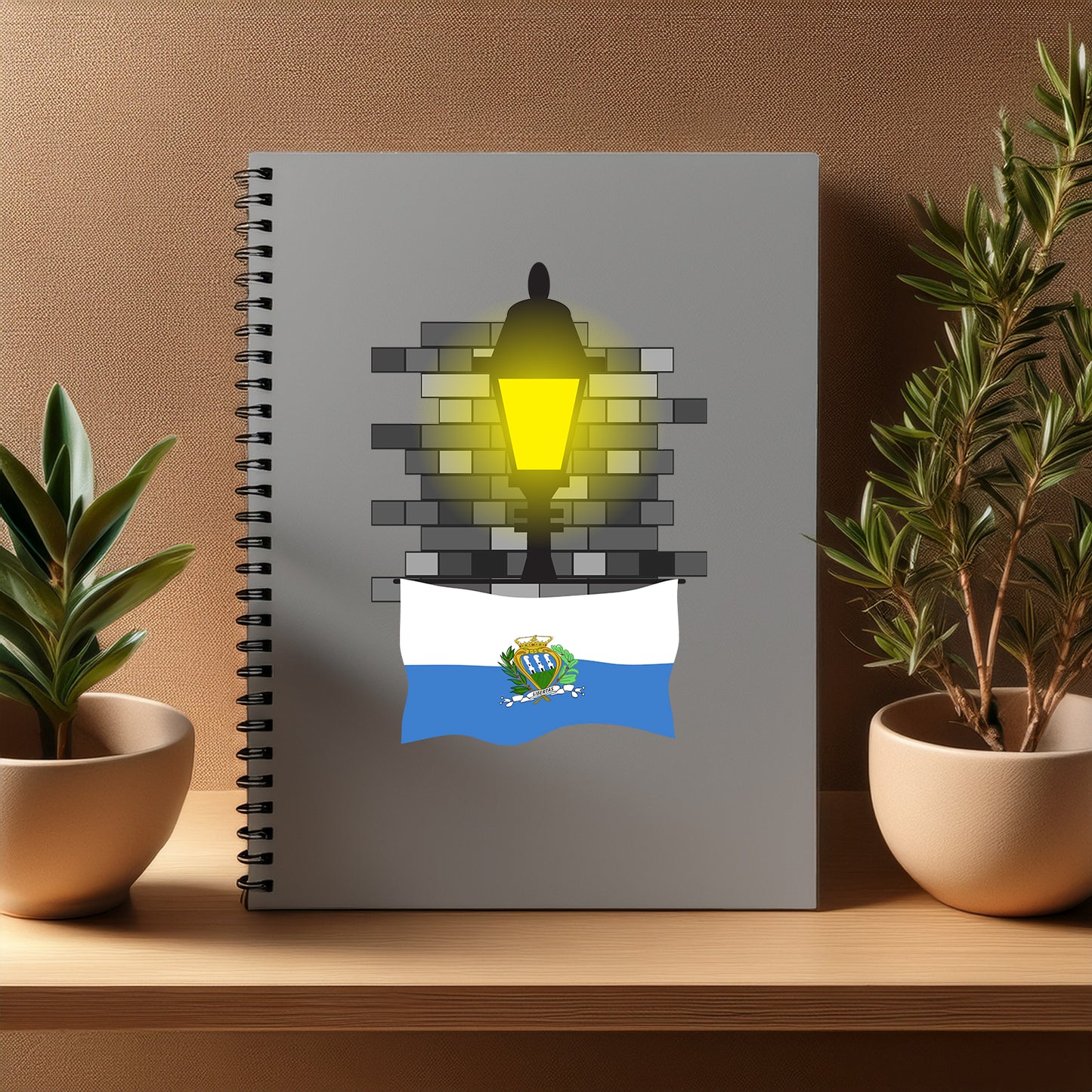 San Marino Street Lamp Bricks Notebook
