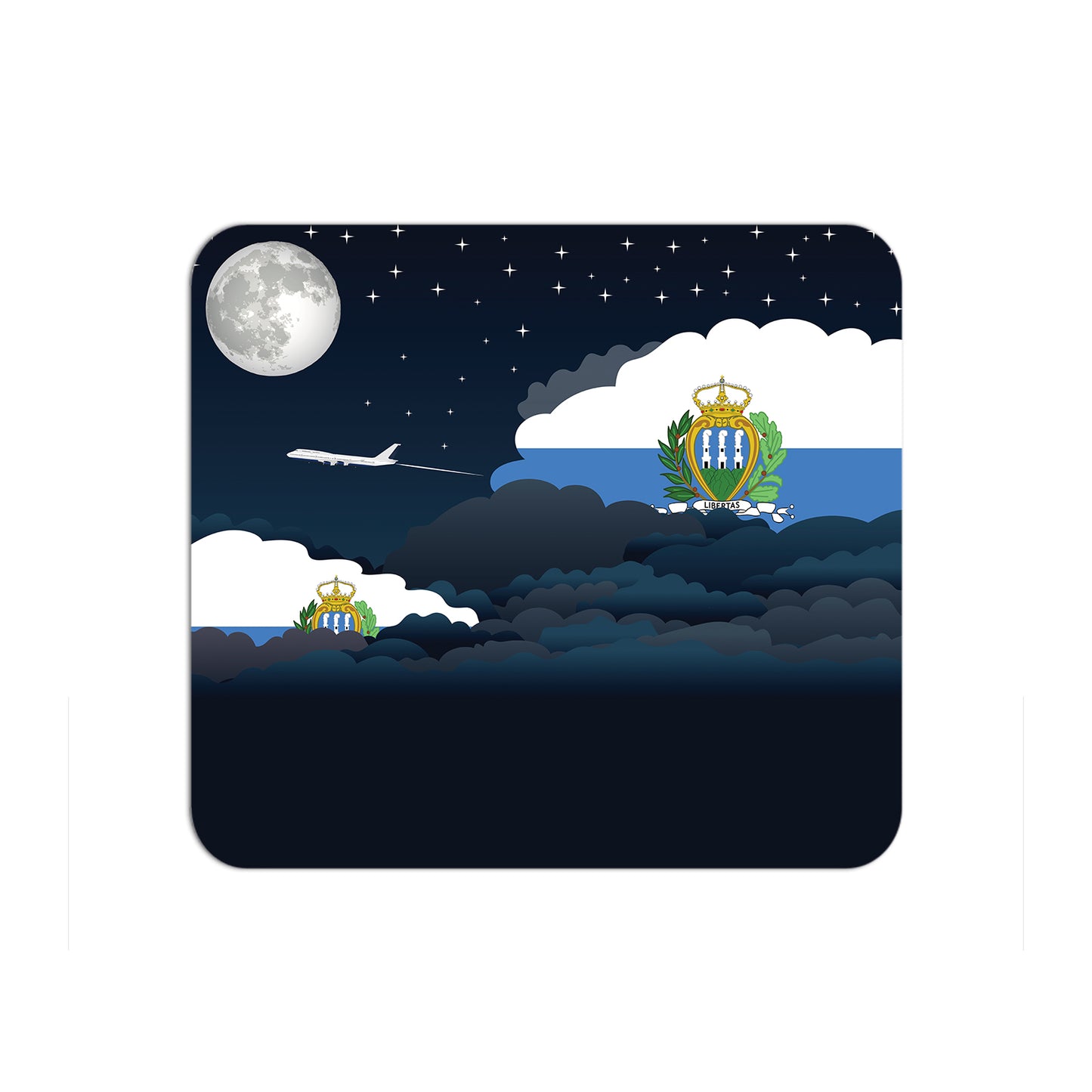 San Marino Airplane Airport Flight Night Clouds Mousepad