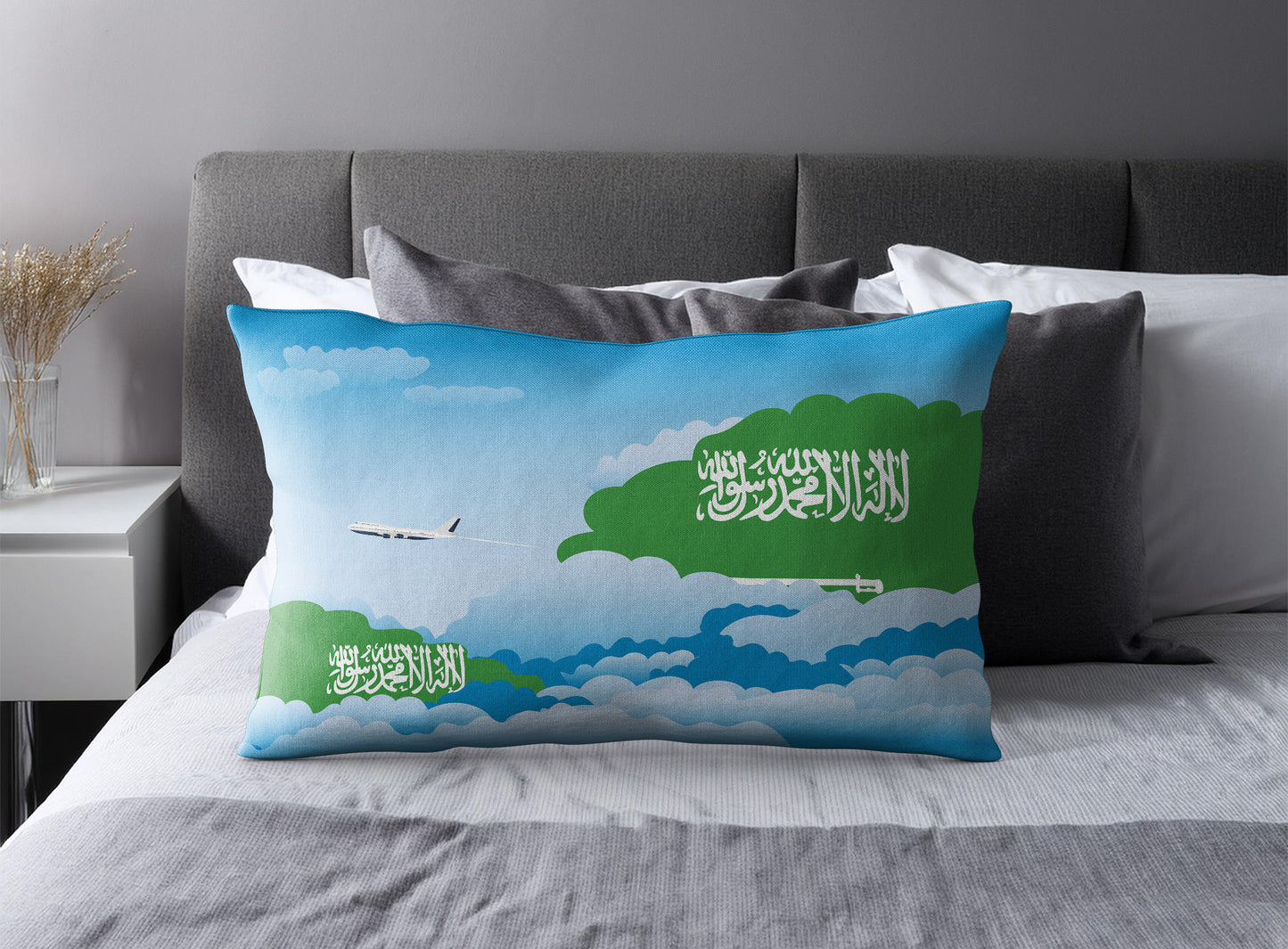 Saudi Arabia World Airplane Day Clouds Square & Rectangle Pillow Cases | Aviation Decorative Pillow Covers