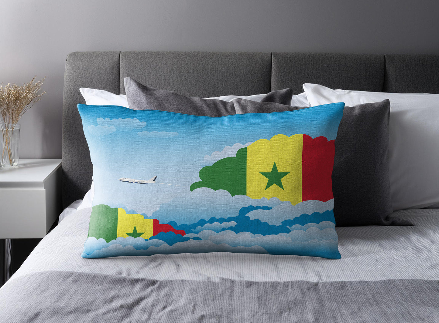 Senegal World Airplane Day Clouds Square & Rectangle Pillow Cases | Aviation Decorative Pillow Covers
