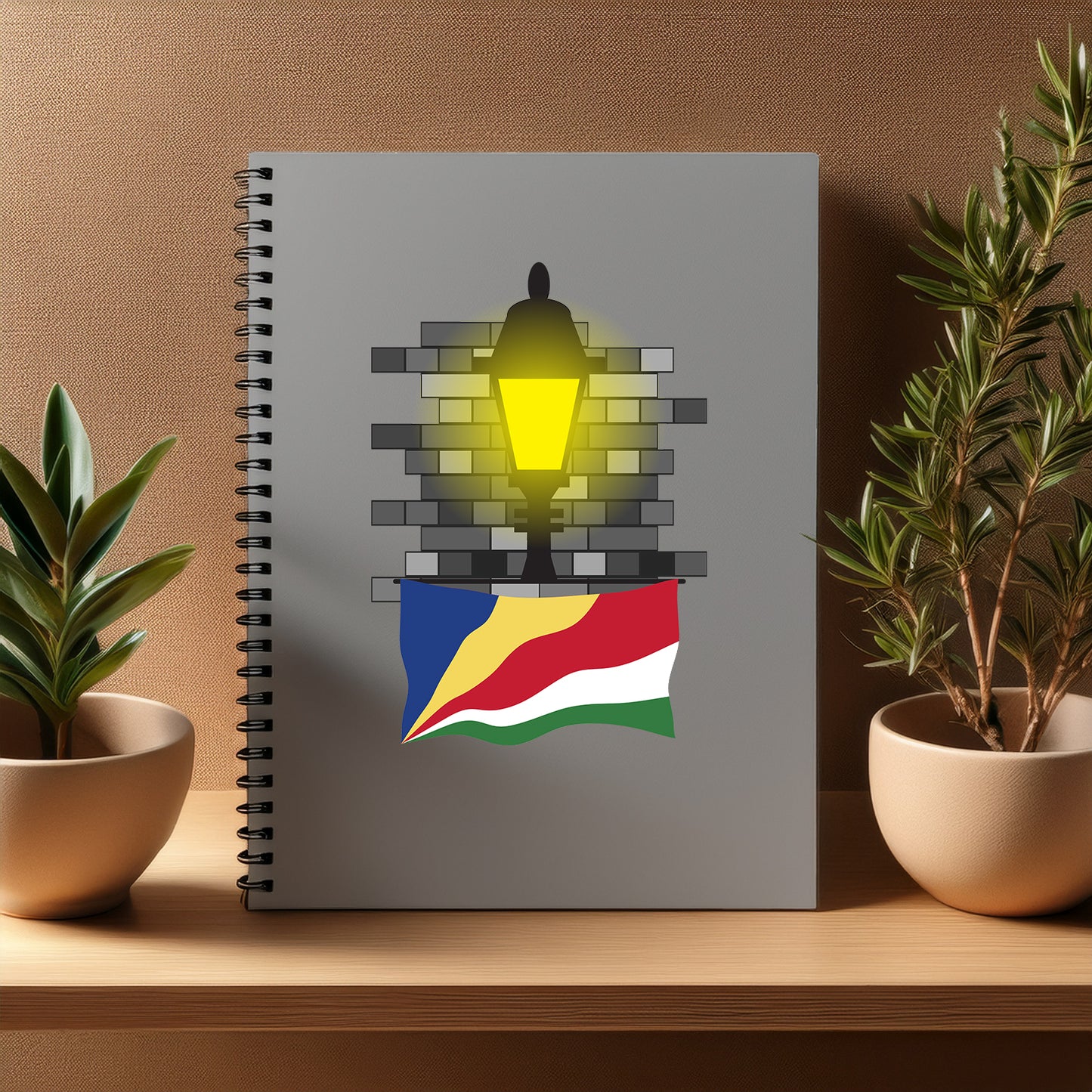 Seychelles Street Lamp Bricks Notebook
