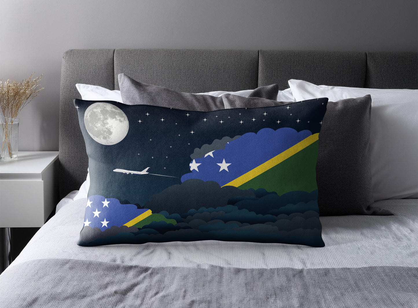 Solomon Islands World Airplane Night Clouds Square & Rectangle Pillow Cases | Aviation Night Sky Pillow Covers