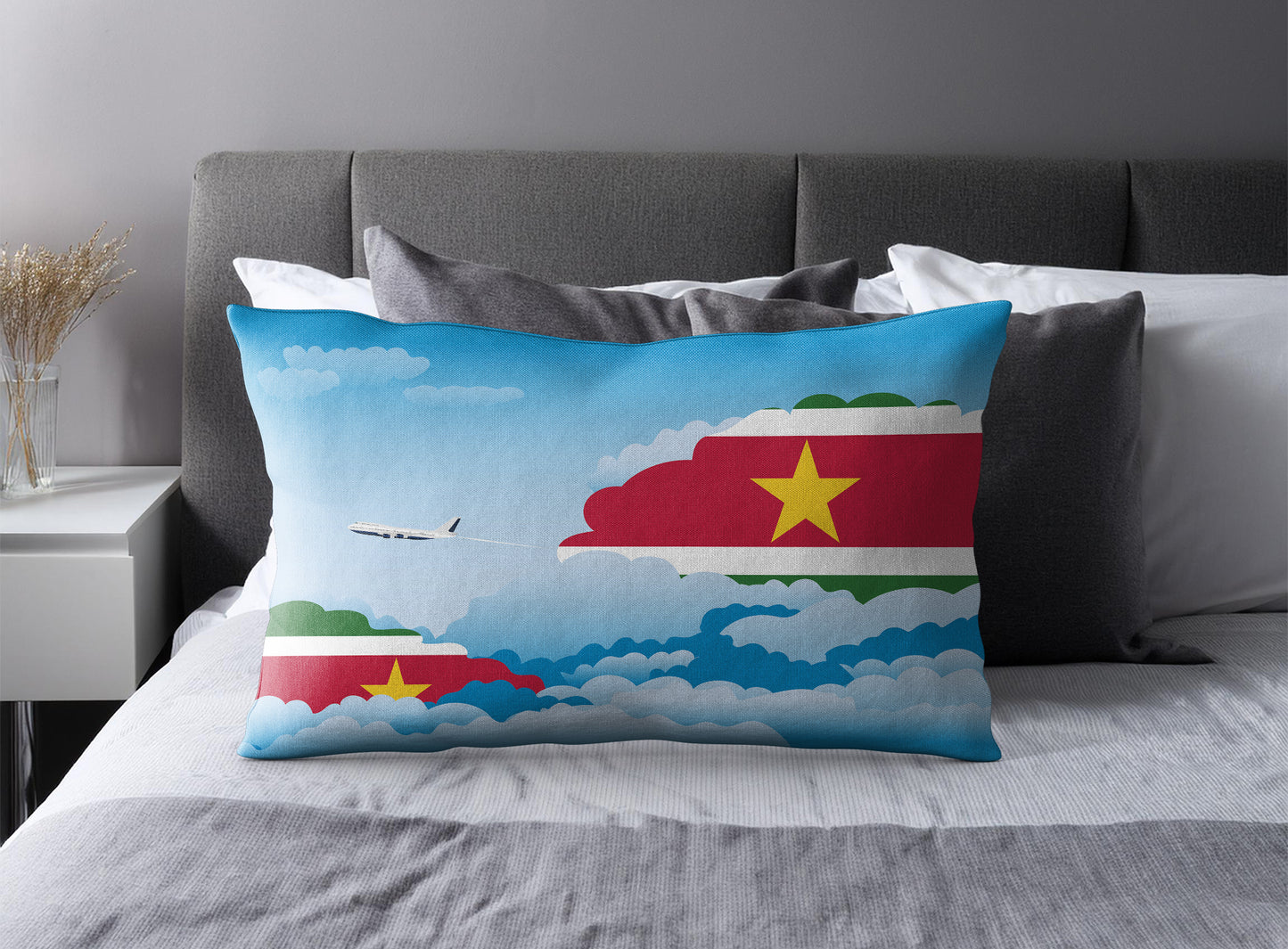 Suriname World Airplane Day Clouds Square & Rectangle Pillow Cases | Aviation Decorative Pillow Covers