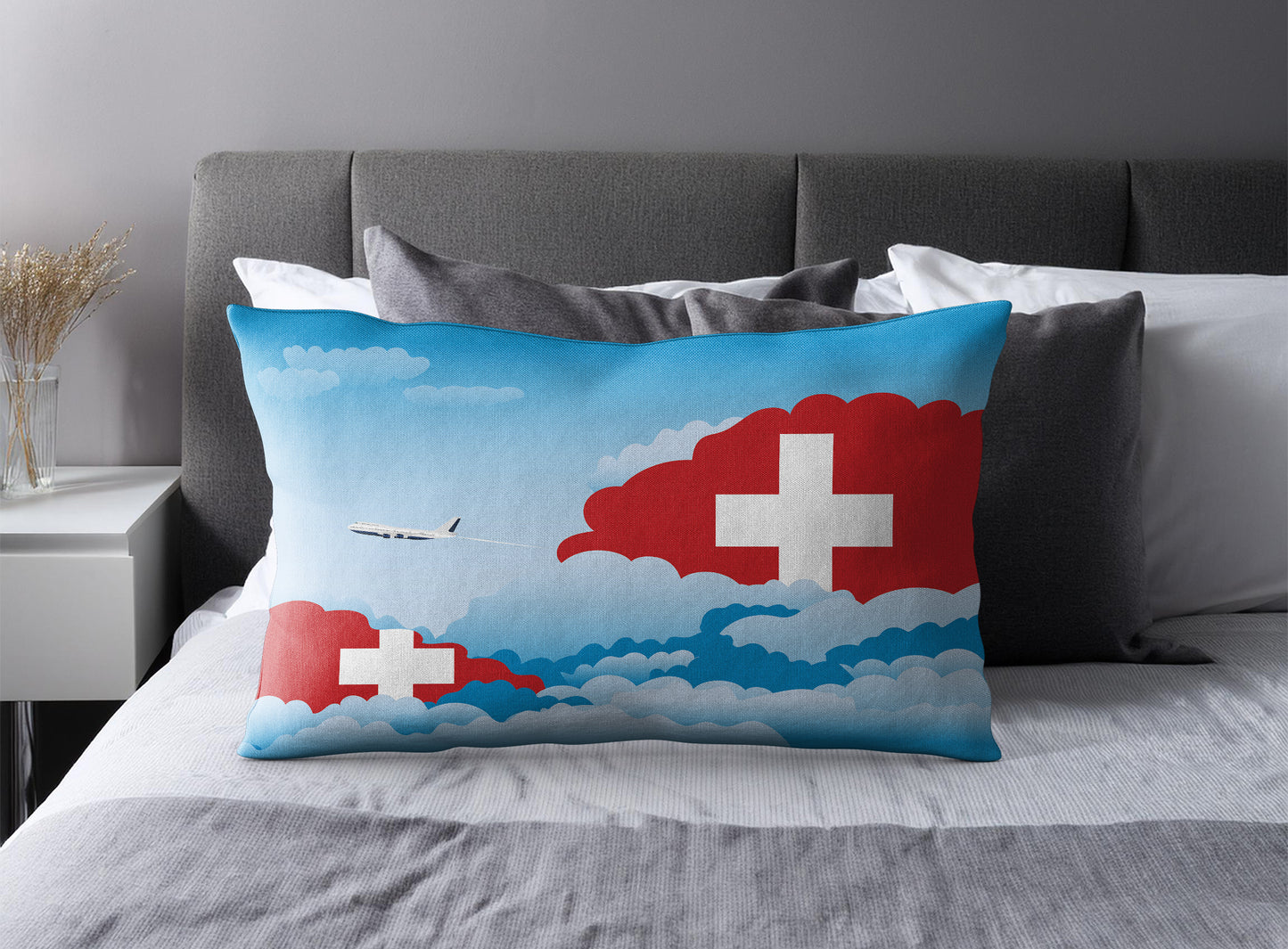 Switzerland World Airplane Day Clouds Square & Rectangle Pillow Cases | Aviation Decorative Pillow Covers