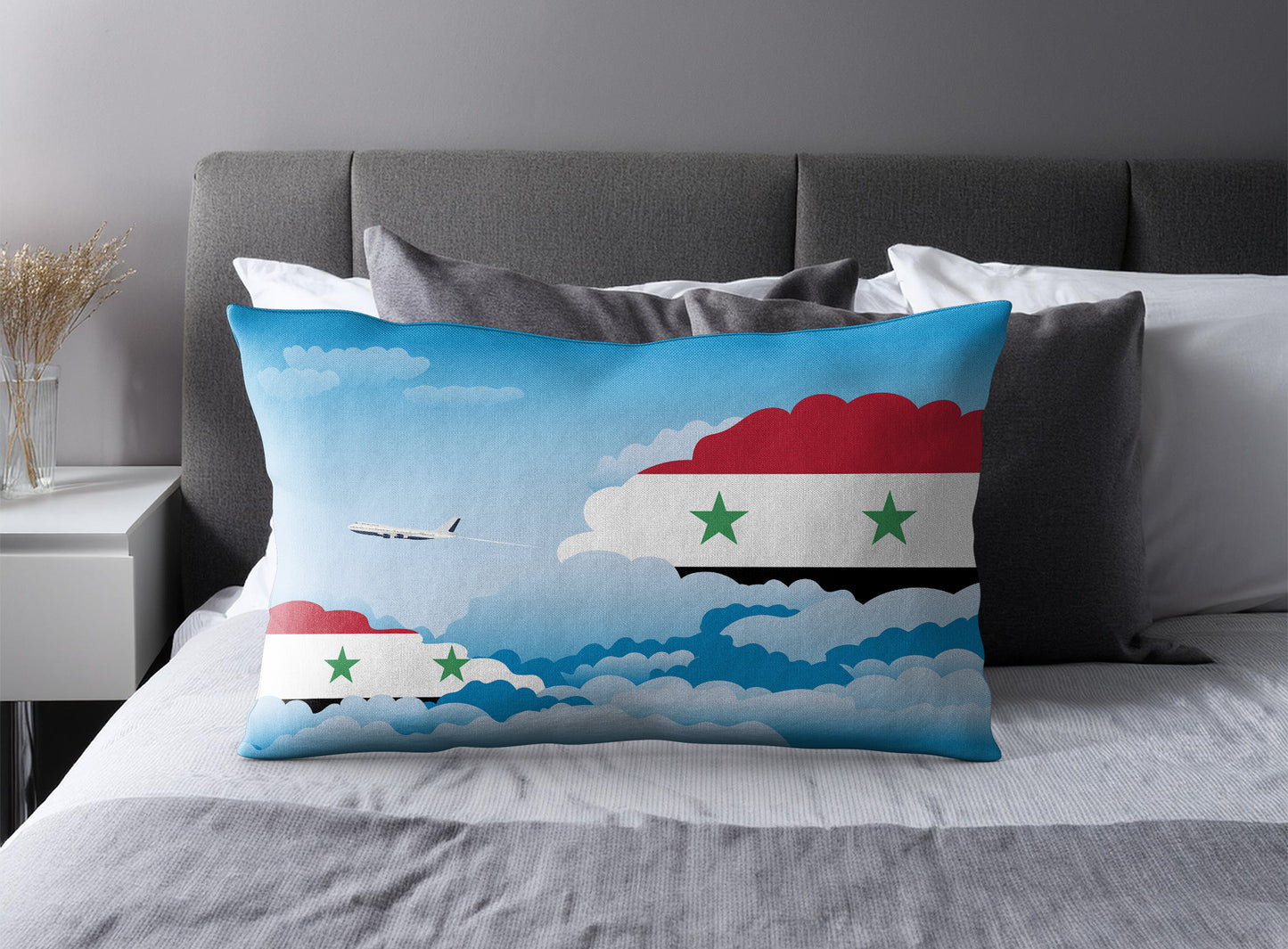 Syria World Airplane Day Clouds Square & Rectangle Pillow Cases | Aviation Decorative Pillow Covers