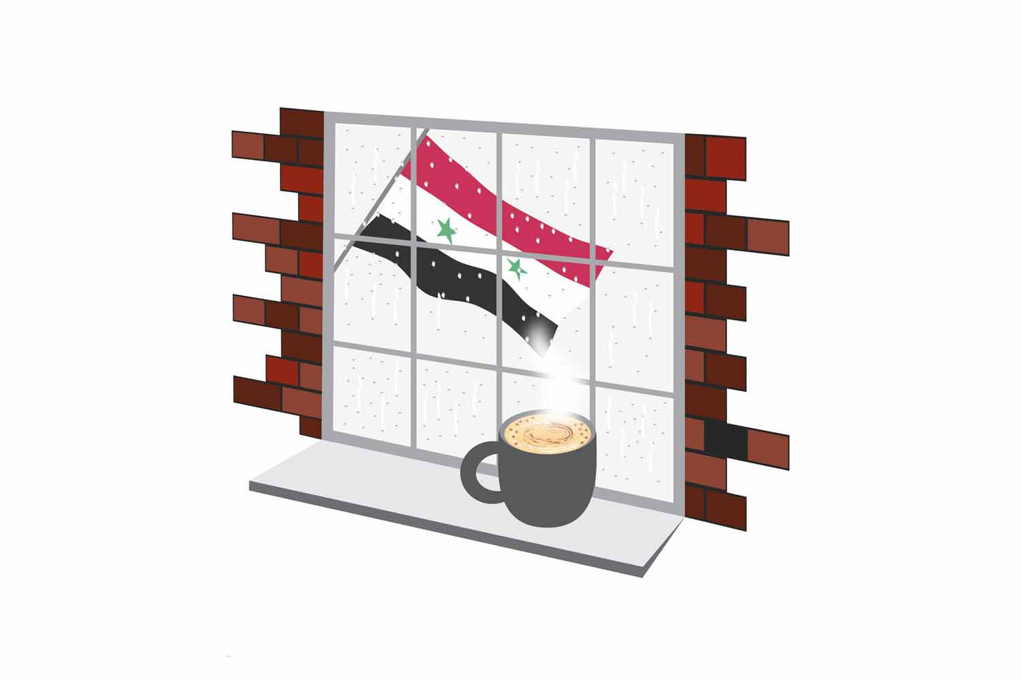 Syria Coffee Rain Window Fridge Magnet