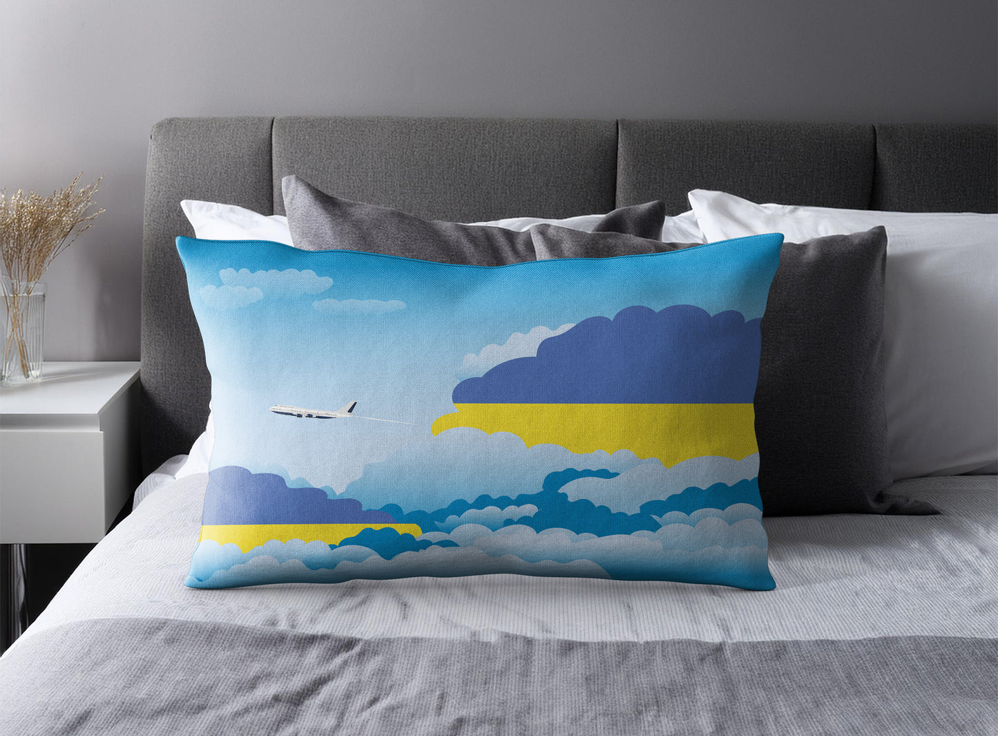 Ukraine World Airplane Day Clouds Square & Rectangle Pillow Cases | Aviation Decorative Pillow Covers