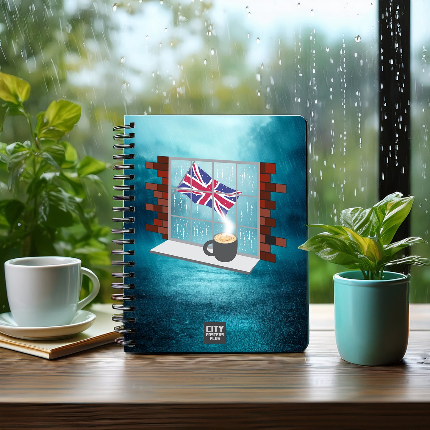 United KIngdom Coffee Rain Notebook