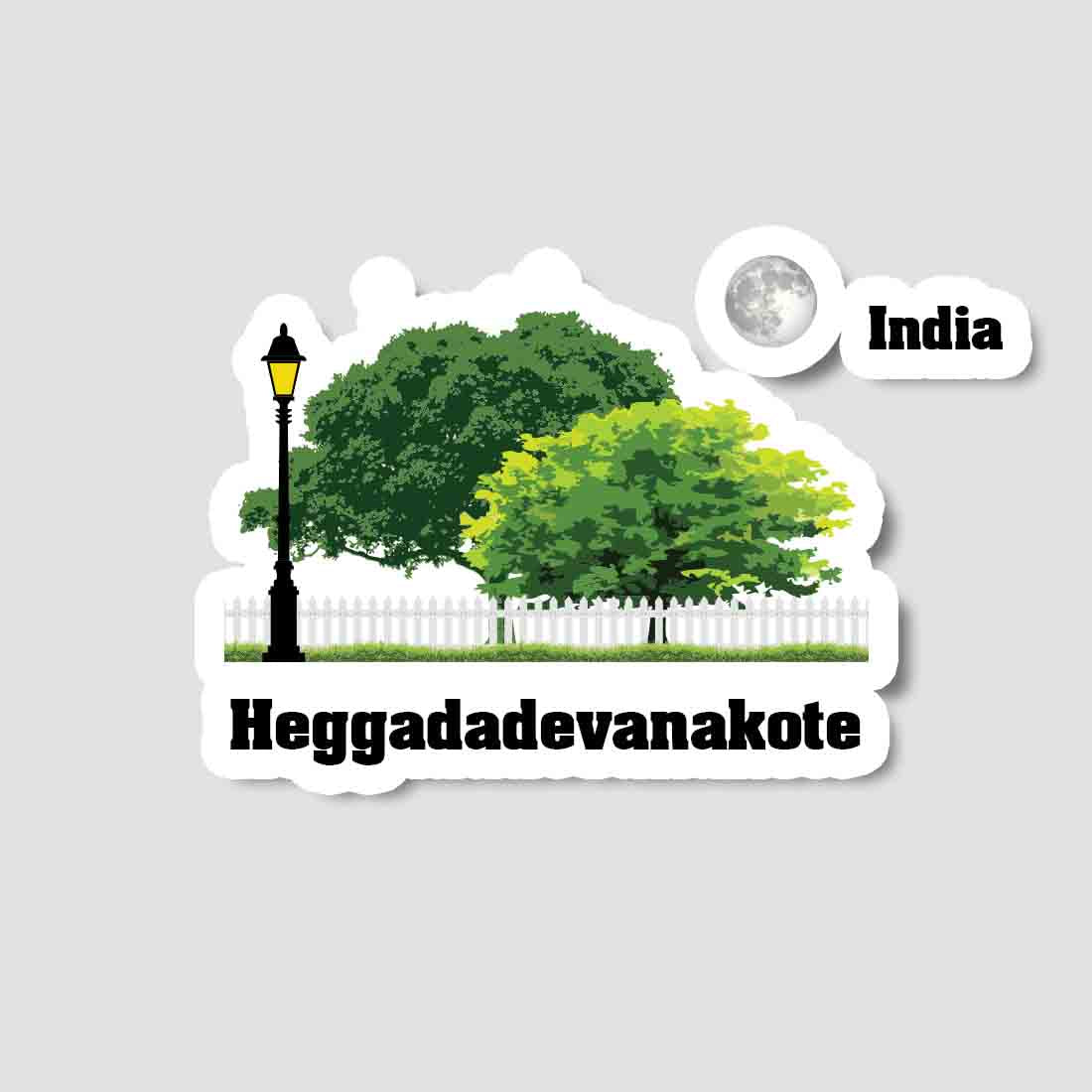 Heggadadevanakote Home Town Night Trees Landscape Shape Sticker & Magnet