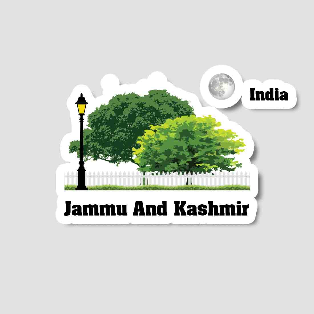 Jammu And Kashmir Home Town Night Trees Landscape Shape Sticker & Magnet