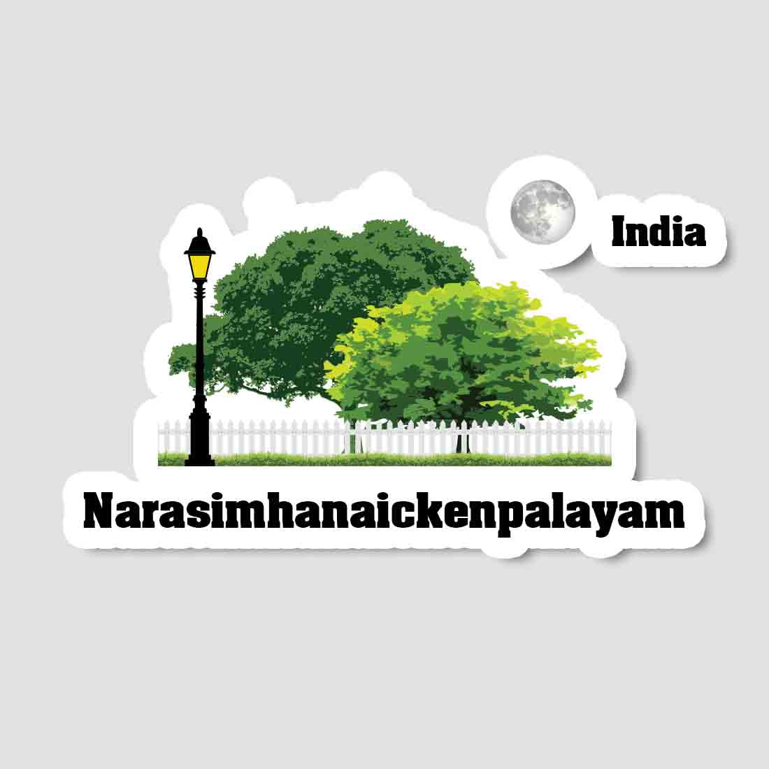 Narasimhanaickenpalayam Home Town Night Trees Landscape Shape Sticker & Magnet