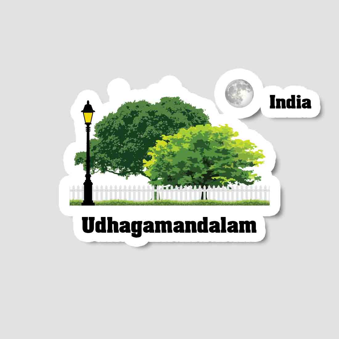 Udhagamandalam Home Town Night Trees Landscape Shape Sticker & Magnet