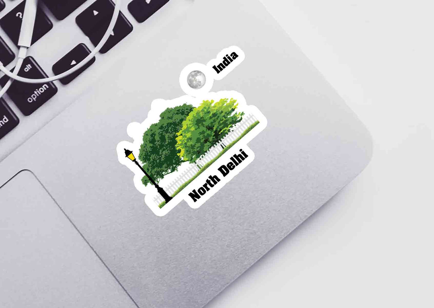 North Delhi Home Trees Moon Shape Sticker