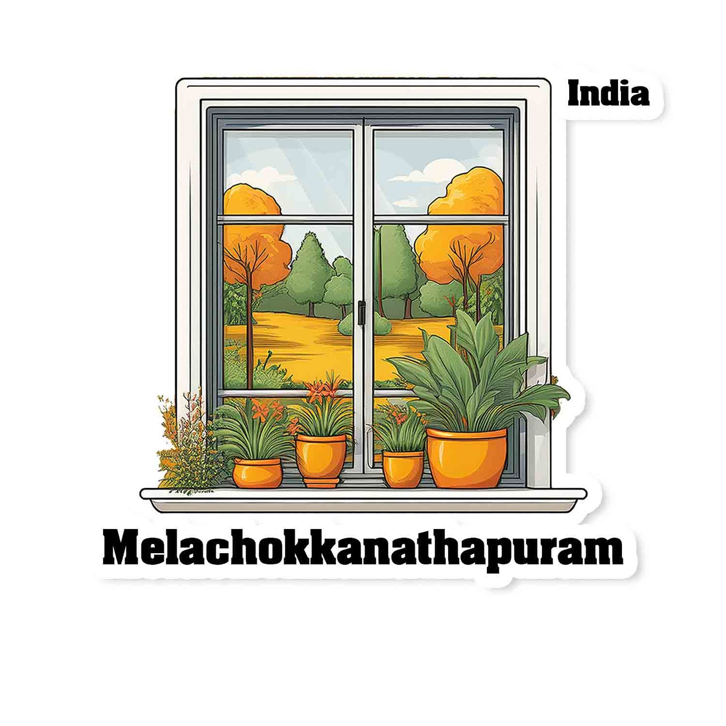 Melachokkanathapuram Home Window White Plants Pots Sticker & Magnet