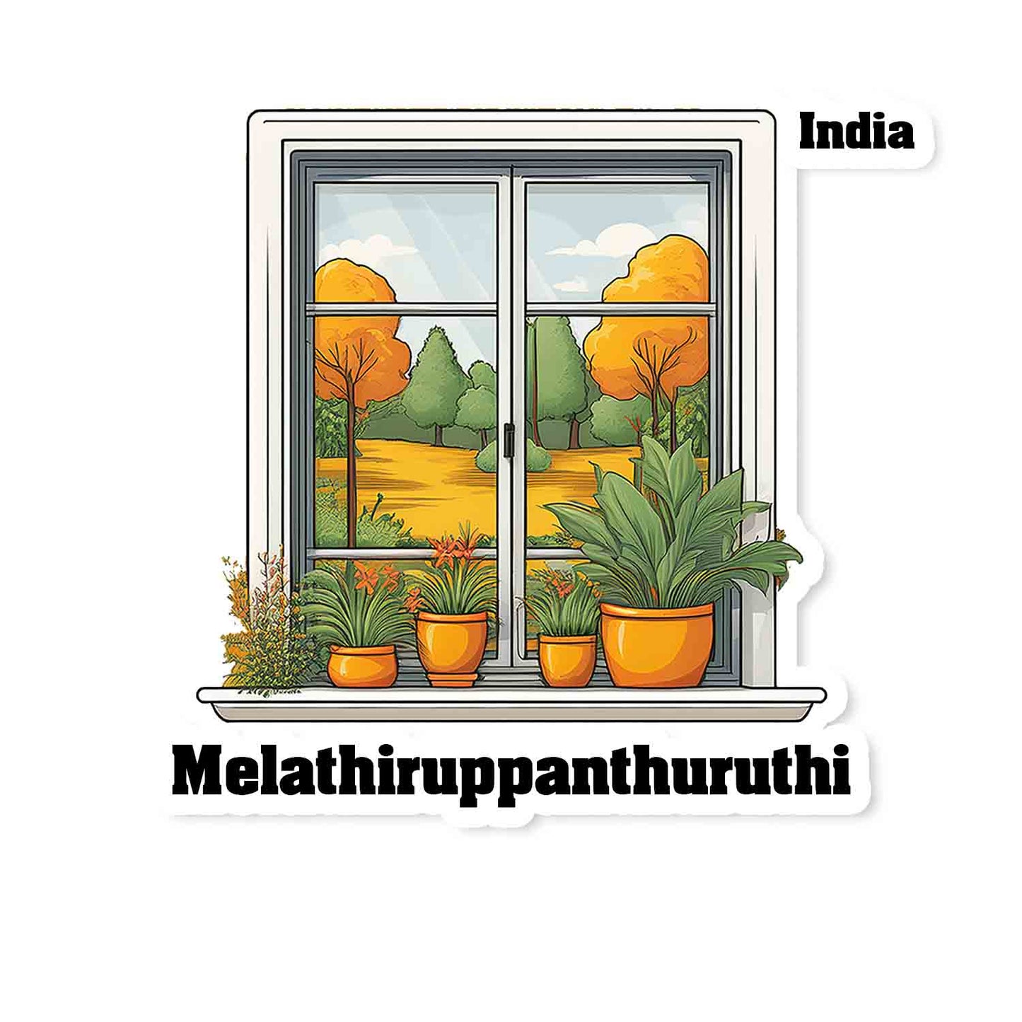 Melathiruppanthuruthi Home Window White Plants Pots Sticker & Magnet