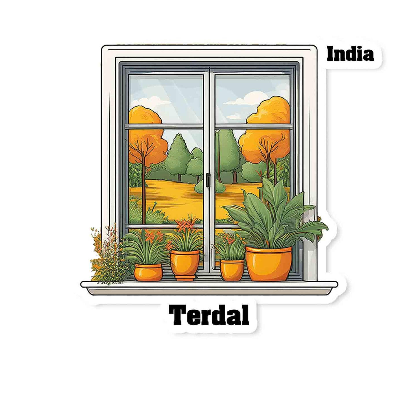 Terdal Home Window White Plants Pots Sticker & Magnet