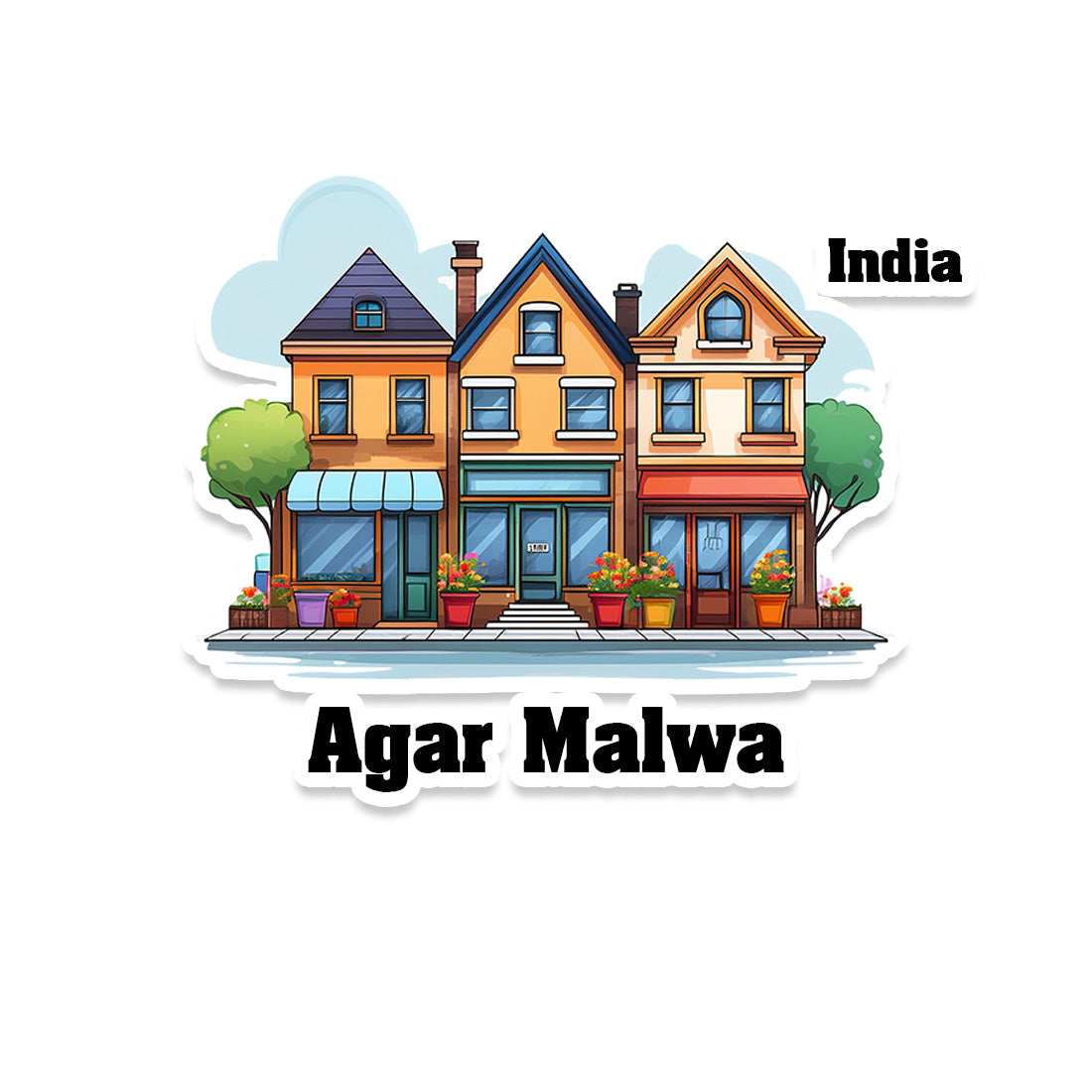 Agar Three Home Offiec Shop Town Sticker & Magnet | Home Town Souvenirs