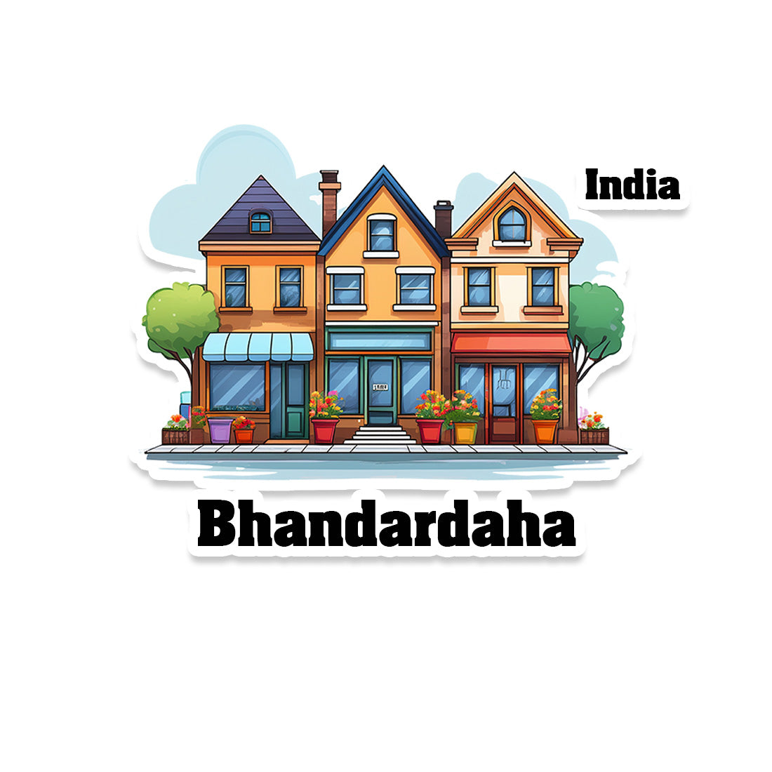 Bhandardaha Three Home Offiec Shop Town Sticker & Magnet | Home Town Souvenirs