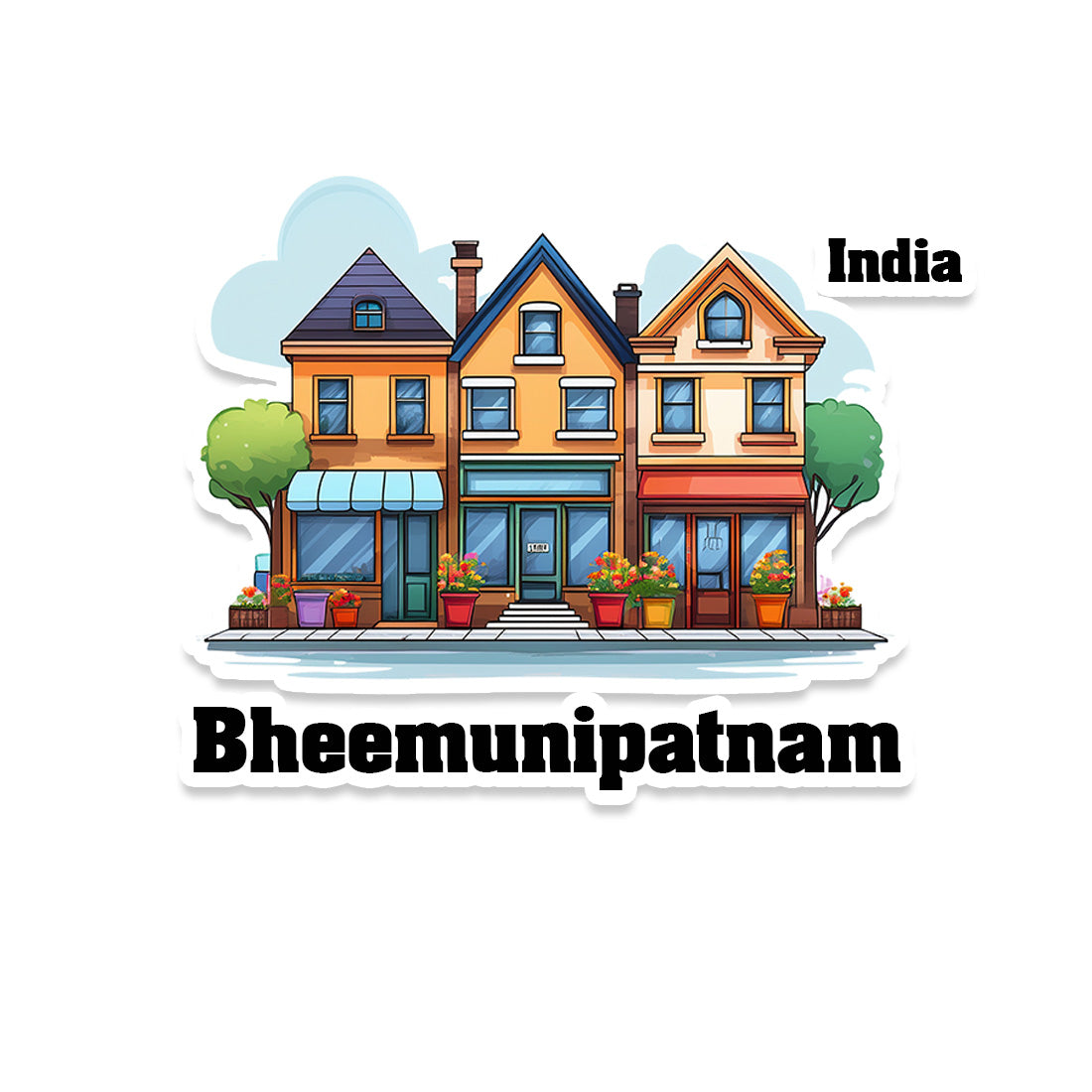 Bheemunipatnam Three Home Offiec Shop Town Sticker & Magnet | Home Town Souvenirs