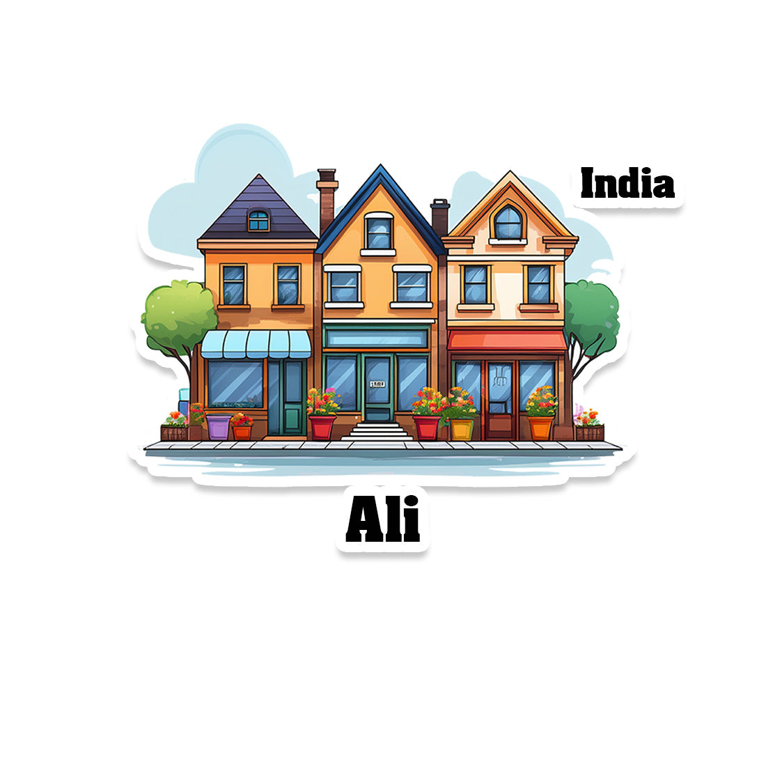Ali Three Home Offiec Shop Town Sticker & Magnet | Home Town Souvenirs