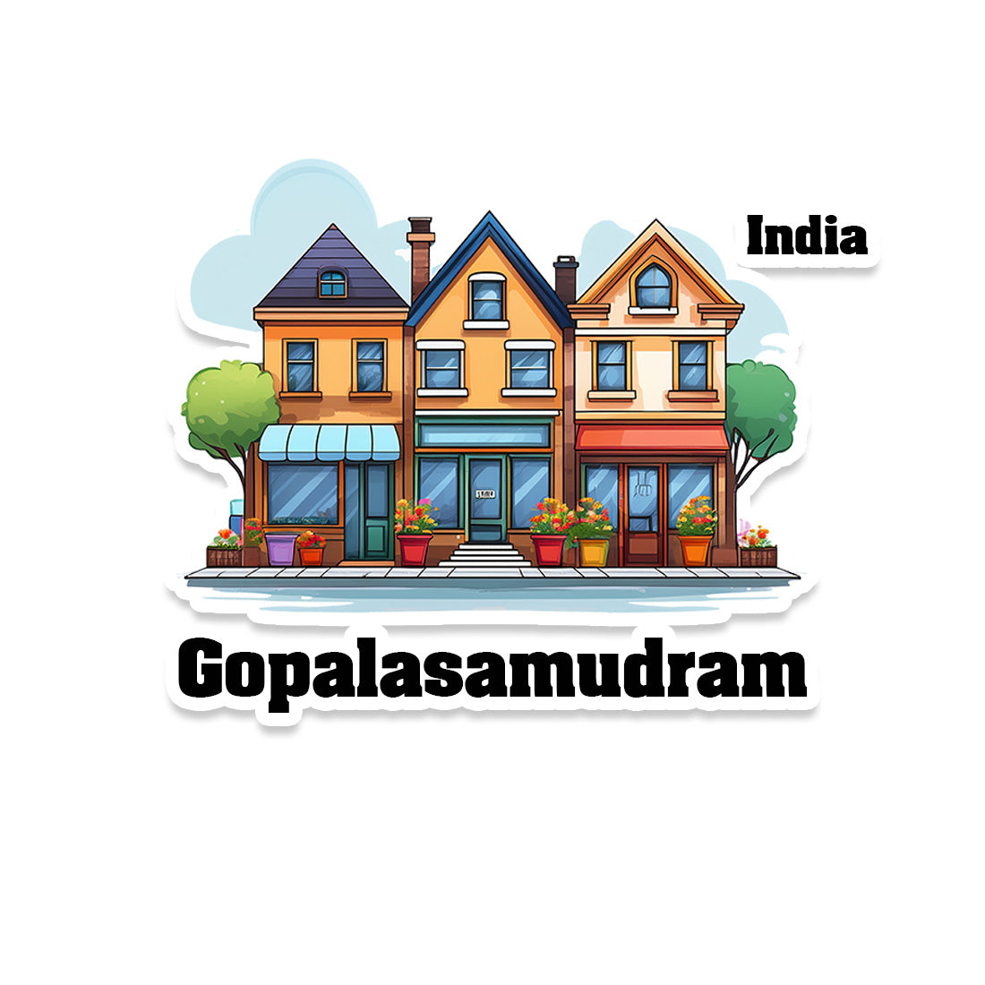 Gopalasamudram Three Home Offiec Shop Town Sticker & Magnet | Home Town Souvenirs