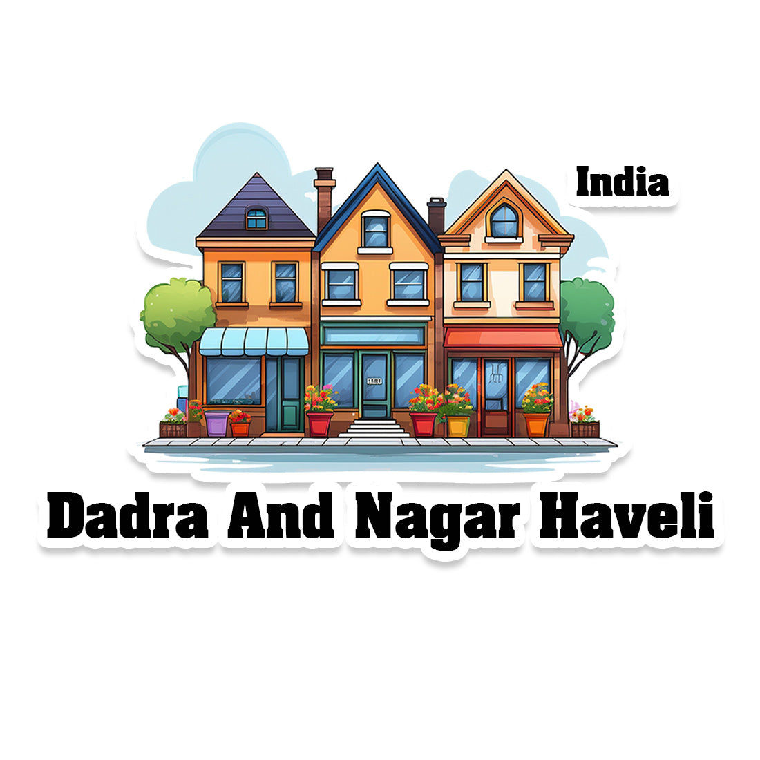 Dadra Three Home Offiec Shop Town Sticker & Magnet | Home Town Souvenirs
