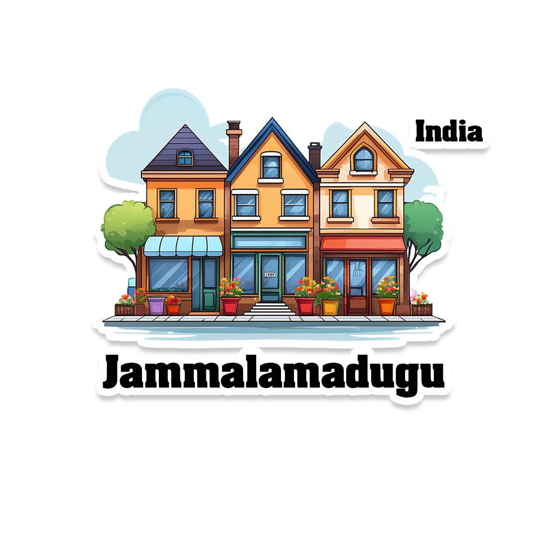 Jammalamadugu Three Home Offiec Shop Town Sticker & Magnet | Home Town Souvenirs
