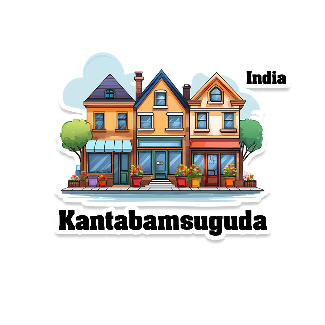 Kantabamsuguda Three Home Offiec Shop Town Sticker & Magnet | Home Town Souvenirs