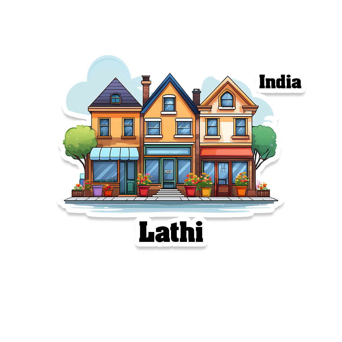 Lathi Three Home Offiec Shop Town Sticker & Magnet | Home Town Souvenirs