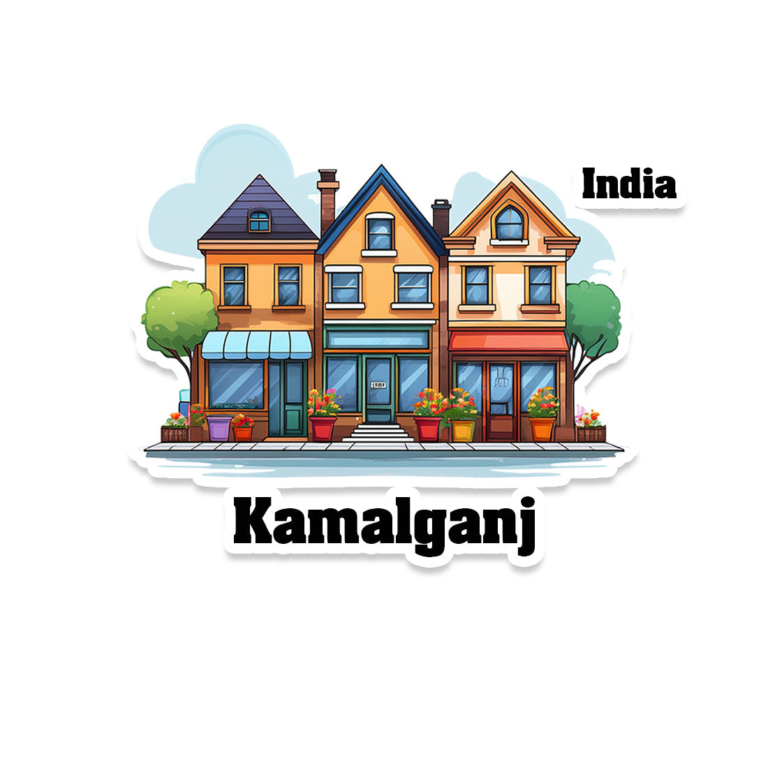 Kamalganj Three Home Offiec Shop Town Sticker & Magnet | Home Town Souvenirs